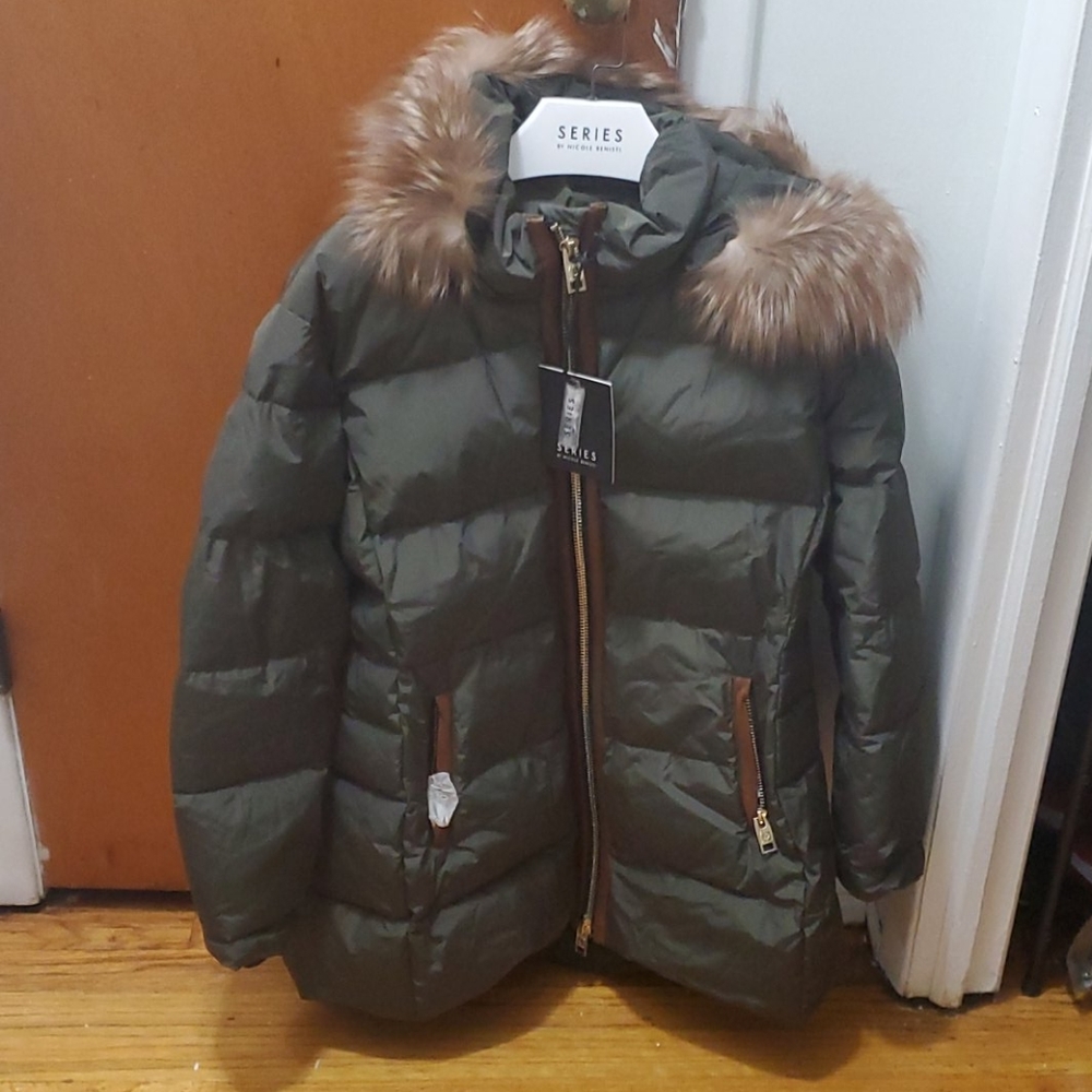 NICOLE BENISTI BIEL LEATHER-TRIM DOWN COAT